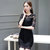 性感蕾丝2016年夏季短袖中裙镂空休闲连衣裙 AYFS609-1(黑色 M)第3张高清大图