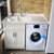 欧吉美 阳台洗衣机柜组合太空铝洗衣柜带搓衣板洗衣柜子阳台洗衣机柜定制((9001B)115CM左盆)第4张高清大图