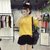 葩葩乐奇2017棉质短袖字母印花T恤女上衣夏季新品rihan7003(黄色 XL)第5张高清大图