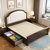 忆斧至家 美式 床 实木床 1.8米1.5m双人婚床储物 皮床卧室家具(床+乳胶床垫+1柜 1.5米)第3张高清大图