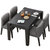 火烧石餐桌椅组合现代简约小户型家用饭桌北欧大理石火山石餐桌(1.3餐桌+6椅 多层板)第4张高清大图