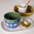 日本进口美浓烧植物花朵陶瓷汤碗日式釉下彩酸奶碗甜品碗水果碗(绿色款S号 默认版本)第3张高清大图
