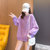 JOHLIN DREAM 假两件卫衣女2021韩版潮流宽松休闲风减龄上衣(紫色 M)第5张高清大图