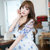 Mistletoe2017夏季新款韩版女装 碎花中袖蓬蓬雪纺连衣裙F6642(天蓝色 XL)第4张高清大图