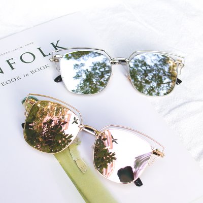 【韩版网红同款女近视复古度假风沙滩金属太阳