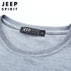 Jeep吉普男士运动套装圆领短袖T恤+休闲系带长裤户外运动两件套夏款弹力运动裤体恤衫(深蓝色)