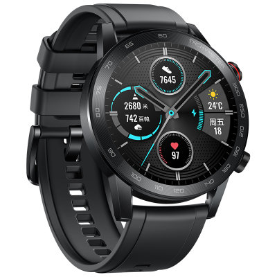 荣耀magic watch手表2运动防水GPS智能电子蓝牙通话心率睡眠血氧检测NFC消息电话提醒手环(碳石黑 官方标配)
