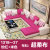 皇园(Huangyuan)沙发 布艺沙发组合可拆洗客厅简约现代大小户型家具(粉红+米色 五件套送凳子地毯)第2张高清大图