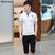 帛莱尼(bolainy)夏季短袖polo衫运动服套装 青年男士休闲跑步短袖T恤装 B016(黑色 L)第5张高清大图