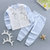 新生婴儿内衣6-12-18个月宝宝肩扣纯棉秋衣保暖套装春秋季儿童对扣0-2岁打底衫73-90cm(WRT星星对开-蓝色 90cm（建议81-90cm身高）)第2张高清大图