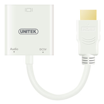 优越者（Unitek)Y-6333 HDMI转VGA线带音频高清线转换器电脑ps3 vga接口连接线接头(白色)