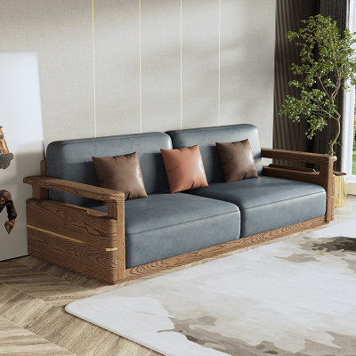 吉木多 实木沙发组合客厅白蜡木轻奢现代简约中式经济型家具大小户型沙发(胡桃色 单人位)