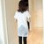 娇维安 夏季韩版女装中长款圆领体恤衫 宽松字母开叉短袖t恤女(白色 XL)第2张高清大图