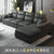 A家家具 布艺沙发现代简约组合大小户型可拆洗沙发组合 DB1558(深灰色(科技布) 三人位+中位+右贵妃位)第5张高清大图