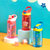 日本AKAW随手杯儿童夏季运动便携简约带吸管提手方便卡通可爱便携耐摔杯子(海洋蓝)第2张高清大图