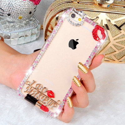 【BL 潮品卡通萌兔水晶透明壳水钻手机壳套保