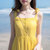 2018夏季新款女装温柔风中长款海边度假沙滩裙超仙显瘦吊带连衣裙(黄色)(L)第5张高清大图