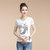 莉菲姿 2017韩版新款时尚印花镂空修身大码女装T恤短袖(白色 XXXL)第5张高清大图