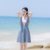 阿琳家2018夏季新款韩版女装修身显瘦收腰V领无袖连衣裙短裙裙子(灰色)(L)第3张高清大图
