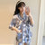 韩版学生睡衣女夏季短袖纯棉甜美可爱日系和服宽松家居服套装清新(蓝色 XL)第4张高清大图