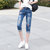 2017年夏季新款女式装韩版弹力修身显瘦铅笔小脚时尚七分牛仔裤(浅蓝色 31)第5张高清大图