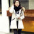 莉妮吉尔2016冬装新款韩版女装大仿貉子毛领中长款羽绒服女冬大码连帽外套(红色 XL)第5张高清大图