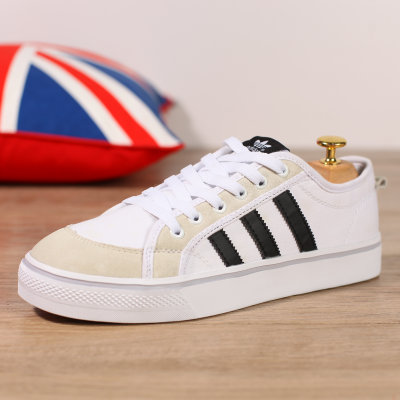 阿迪达斯男鞋Adidas女鞋Nizza三叶草黑白条纹