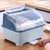 碗柜塑料家用放碗筷碗 碟收纳盒厨房装餐具碗盘箱沥水架带盖置物架(蓝色 小号（36*27*25）)第2张高清大图