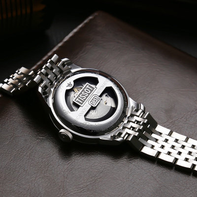 天梭(TISSOT)手表力洛克系列 T006新款80小时全自动机械时尚潮流精钢表带男士腕表(银壳白面银钢带)