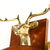 汉时（Hense)新中式轻奢创意黄铜鹿头实木挂钟欧式客厅静音装饰石英钟表HP1922(铜色边框金属表框)第7张高清大图