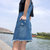 牛仔背带裙女夏新款韩版时尚洋气减龄套装小个子连衣裙(蓝色 XL)第5张高清大图