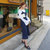 莉菲姿 春夏韩版新款时尚条纹吊带+阔腿裤套装女两件套(图色 XL)第4张高清大图