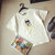 Mistletoe夏季新款圆领短袖T恤韩版刺绣卡通打底衫女装(白色 M)第2张高清大图