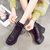 SUNTEK短靴子女2021年新款春秋女鞋百搭加绒8cm内增高厚底英伦风马丁靴(36 米色（加绒）)第3张高清大图