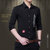 洲玛仕 2018新款休闲男式衬衫 个性字母韩版修身型衬衣(18017黑色 XXL)第3张高清大图