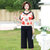 中老年女装2022年妈妈新款夏装洋气套装40岁50岁夏季短袖薄两件套(红色 5XL建议（145-155）斤)第6张高清大图