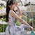 Mistletoe夏季新款女装 韩版甜美印花欧根纱无袖连衣裙F6673(浅灰色 XL)第4张高清大图