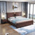 吉木多 新中式实木床 1.8米大床婚床 红橡木轻奢双人床 现代卧室家具(1.8*2米 床+床垫)第3张高清大图