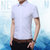 韩版新款青年男式衬衫短袖修身休闲夏季职业半袖衬衣纯色寸衫(黑色 5XL)第4张高清大图