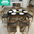 沙皮宝(SHAPBAO)火烧石餐桌现代简约餐桌椅组合伸缩圆形北欧实木餐桌饭桌(1桌8椅)第3张高清大图