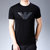 LIDEN AMANI 阿玛尼短袖T恤衫棉质中青年商务休闲时尚上衣体恤(黑色 175/XL)第5张高清大图
