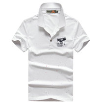 夏装新款战地吉普AFS JEEP纯棉弹力翻领短袖T恤衫79865男半袖polo(白色 3XL)
