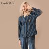 CaldiceKris(中国CK)全棉女士睡衣套装 全棉长袖秋冬款保暖舒适居家家居服套装CK-FSDD1004(透明 M)