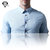 BERGES博格斯男装 2014夏季新款男棉麻短袖衬衫 韩版修身亚麻短袖衬衫(宝蓝色 L)第2张高清大图