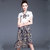 素芬 套装裙2017新款夏韩版短袖T恤长裙两件套碎花雪纺连衣裙(图片色 L)第5张高清大图