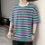 X17短袖T恤男夏季纯棉修身半袖上衣韩版潮流薄款帅气五分袖XCF0135(蓝色 L)第5张高清大图