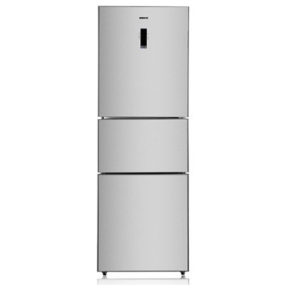 BEKO冰箱CNE34220GS 285升欧洲原装进口风冷无霜电脑温控彩晶面板 三门冰箱（银色）