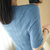 新款提花短袖针织衫女士圆领套头半袖毛衣短款宽松T恤衫打底上衣(蓝色 L)第5张高清大图
