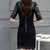 性感蕾丝2016年夏季短袖中裙镂空休闲连衣裙 AYFS609-1(黑色 M)第2张高清大图