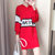 红色连帽连衣裙新款2018套头长袖韩版修身显瘦针织裙女(红色 XL)第3张高清大图